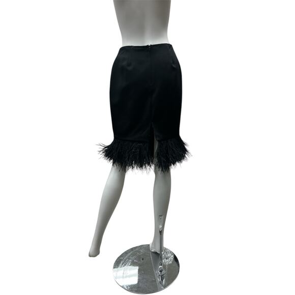 NWT Vintage Chetta B Skirt Women’s Size 4 Ostrich Feathers On The Bottom Black - Picture 3 of 5